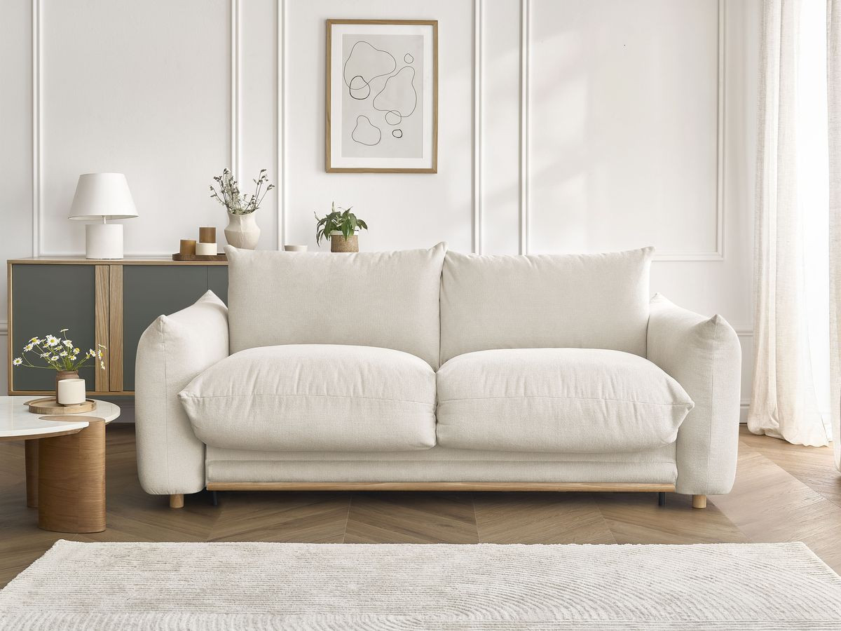 Bobochic Ernest Schlafsofa 3-Sitzer, Liegefläche 190 × 140 / 160 cm Stoff Beige, Liegefläche 160 × 190 cm