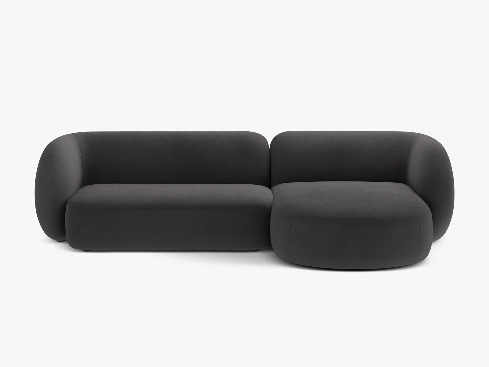 Micadoni Ecksofa Kate 3-Sitzer Rechts Samt Dunkelgrau