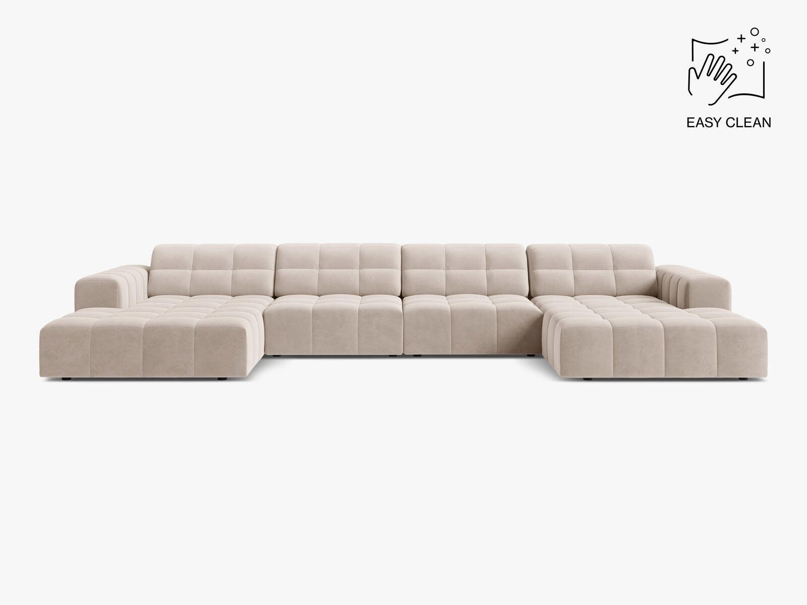 Micadoni Panorama Sofa Jennifer 6-Sitzer Samt Venus Helles Beige