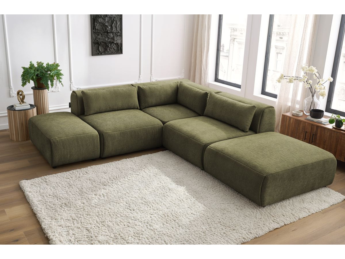 Bobochic Jeanne Ecksofa 271 × 300 cm Strukturstoff Grün