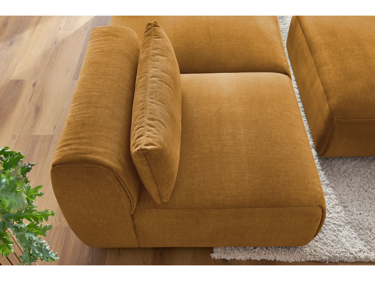 Bobochic Jeanne Sofa 4-Sitzer mit Pouf Samt Gelb