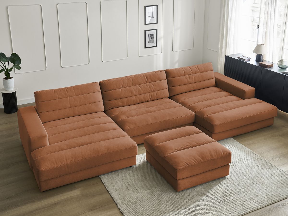 Bobochic Sierra Wohnlandschaft mit Pouf Samt Orange