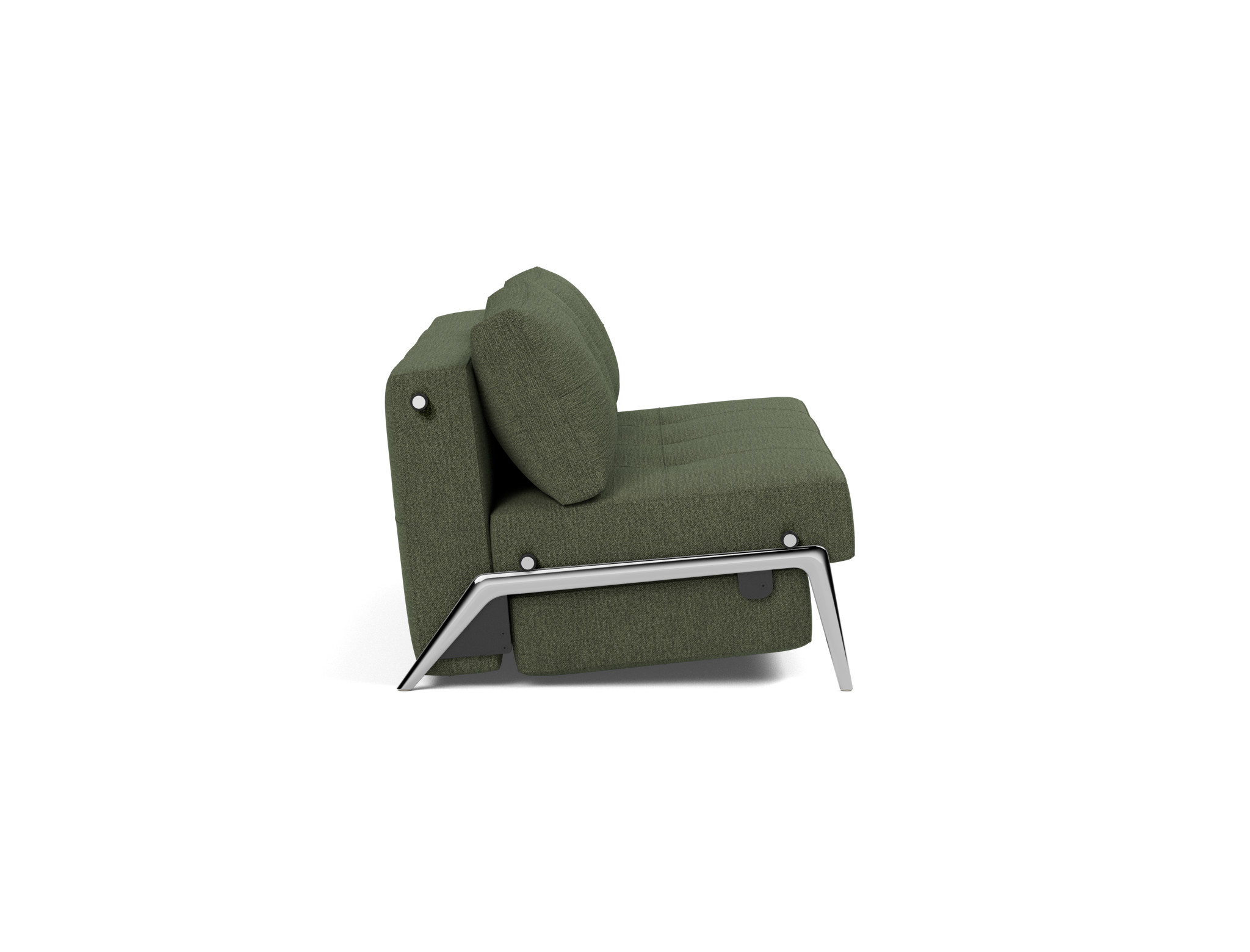 Schlafsofa Cubed 160 Strukturierter Stoff Taura 353-Forest Beine Aluminium