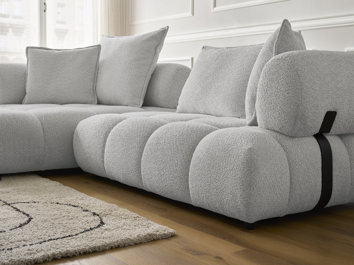 Bobochic Alya Ecksofa Bouclé-Stoff Hellgrau Ecke links