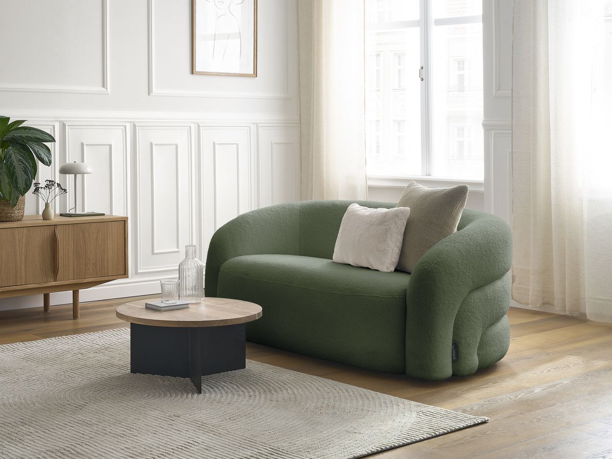 Bobochic Elina Sofa 2-Sitzer Bouclé-Stoff Grün