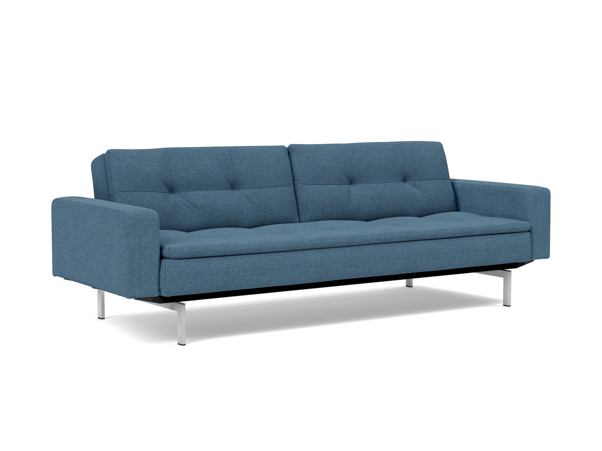 Schlafsofa Dublexo mit Armlehnen Strukturierter Stoff Weda 302-Weda-Blue Beine Chrom