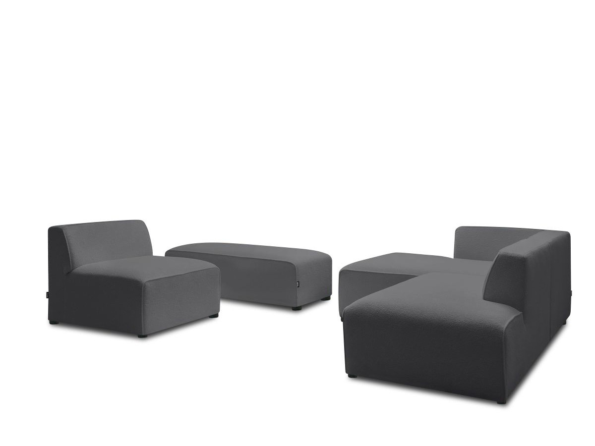 Bobochic Megeve Ecksofa mit Pouf Bouclé-Stoff Dunkelgrau Ecke links