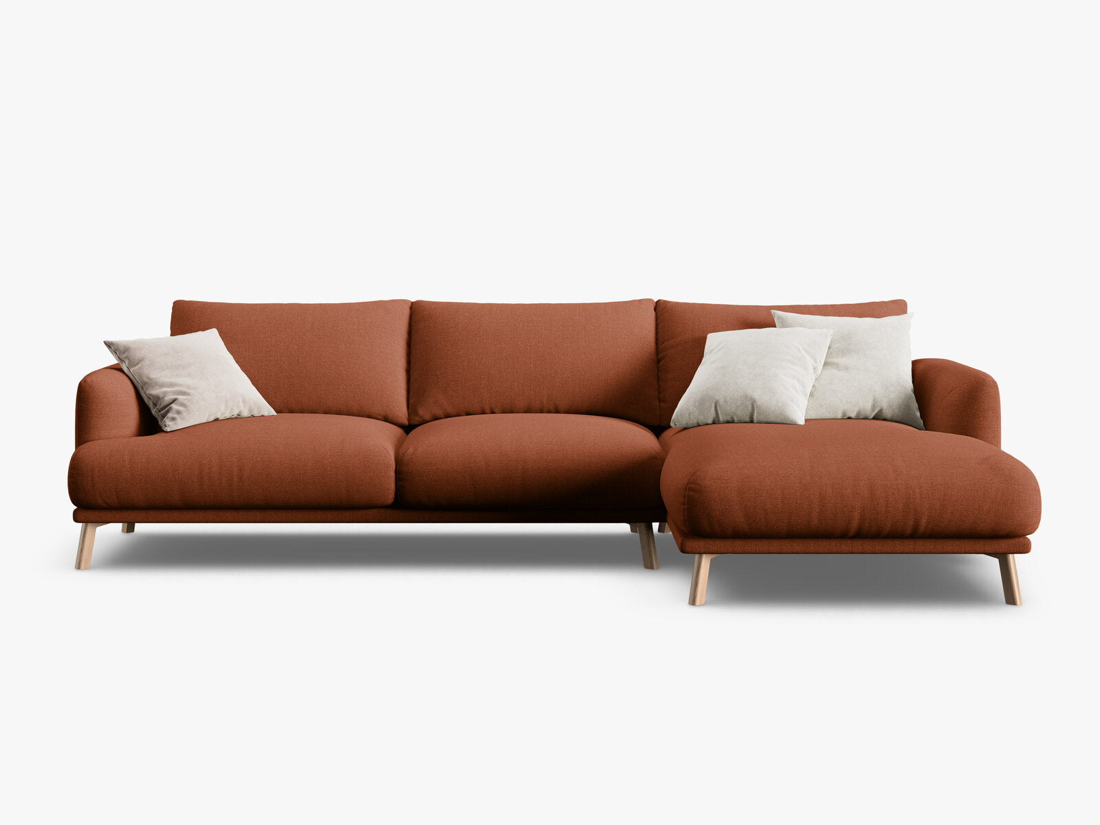 Micadoni Ecksofa Naomi 4-Sitzer Rechts Strukturierter Stoff Liberty Ziegel