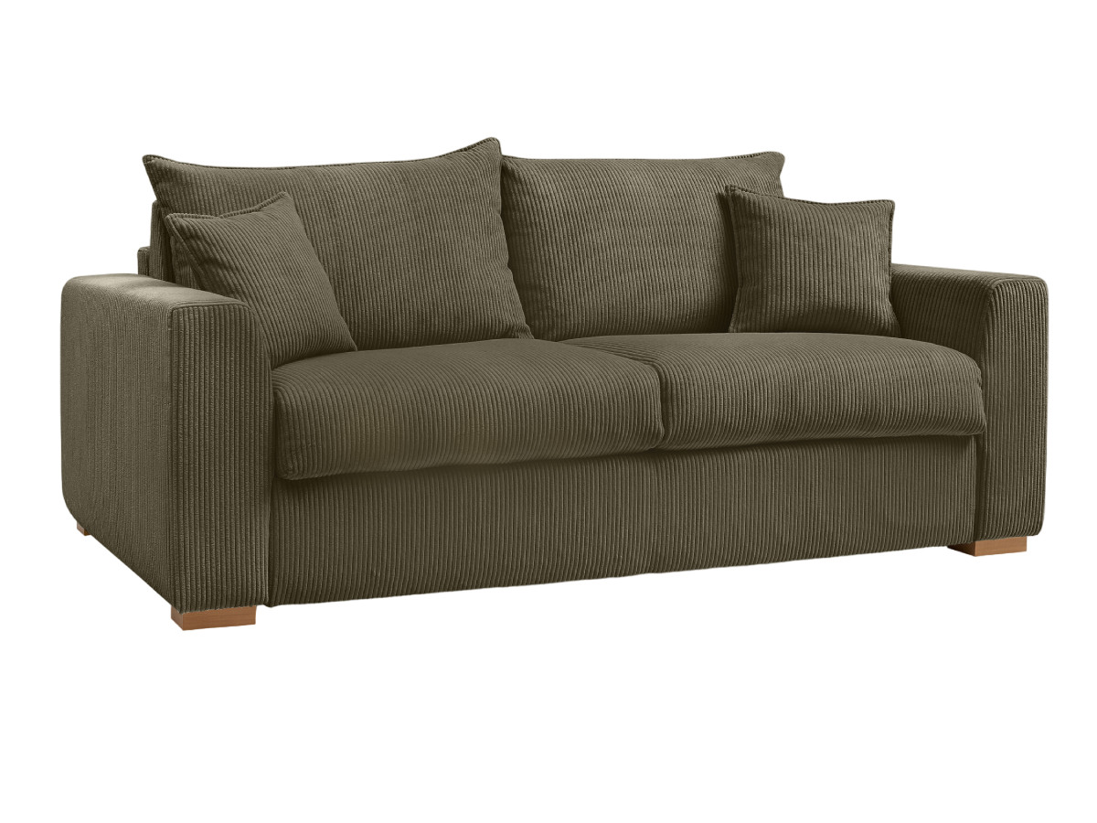 Bobochic Augustin Schlafsofa 3-Sitzer Cordsamt Hellgrün, Liegefläche 140 × 200 cm