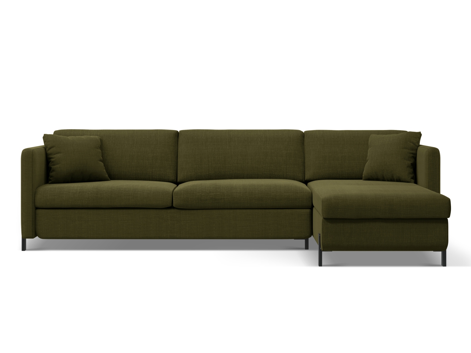 Micadoni Schlaf-Ecksofa Gloria 5-Sitzer Rechts Strukturierter Stoff Grün 205x160