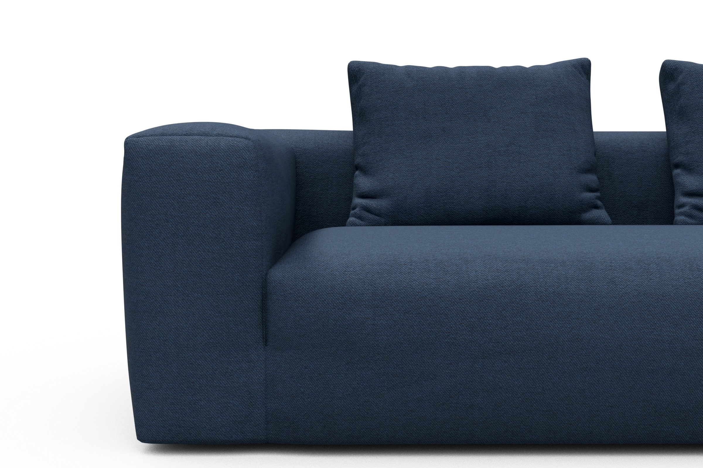 Wohnlandschaft Fred Chaiselongue rechts mit 2-Sitzer und lange Armlehne links Weda-Blue