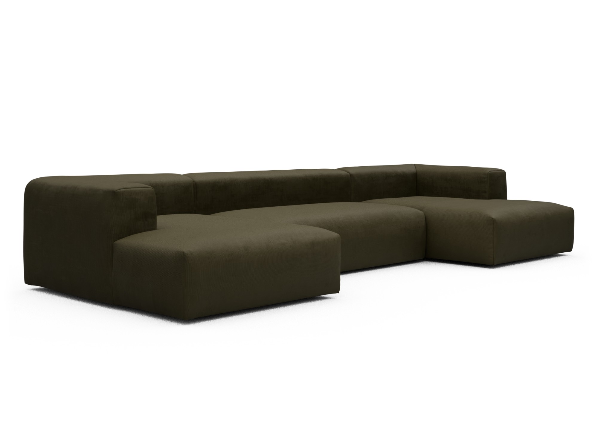 Skandi Home Wohnlandschaft Fred mit 2-Sitzer und Chaiselongue beidseitig Cordufine-Pine-Green moebelfaktor