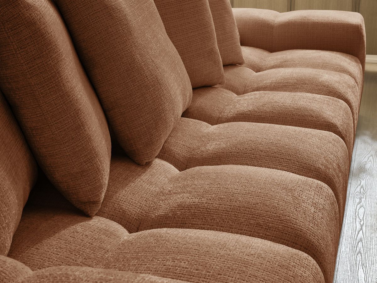 Bobochic Anakin Sofa 3-Sitzer, 6 Kissen Strukturstoff Orange