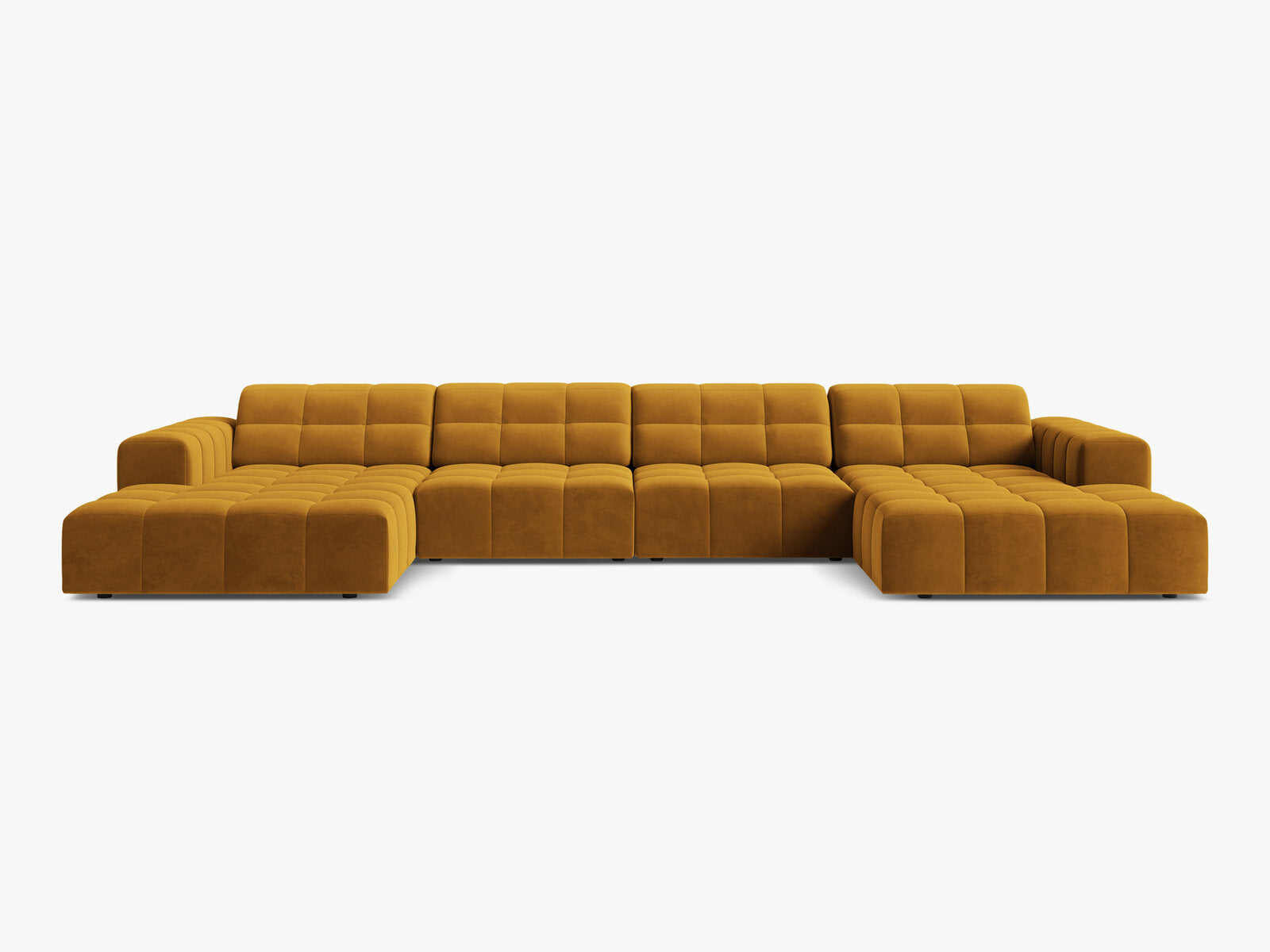 Micadoni Panorama Sofa Jennifer 6-Sitzer Samt Bluvel Gelb