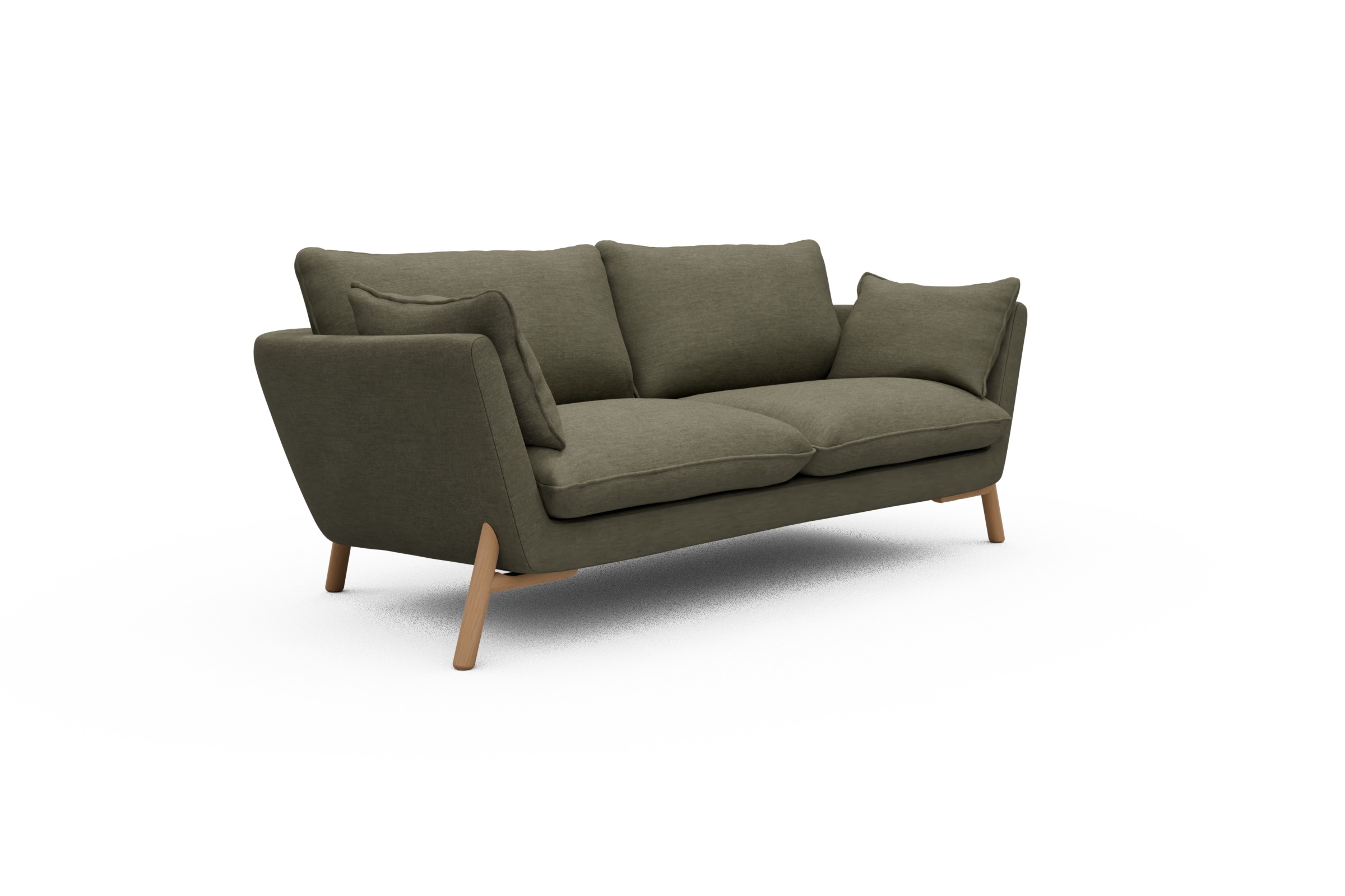Sofa Emil 2-Sitzer Beinfarbe Eiche Natur Vivus-Dusty-Olive
