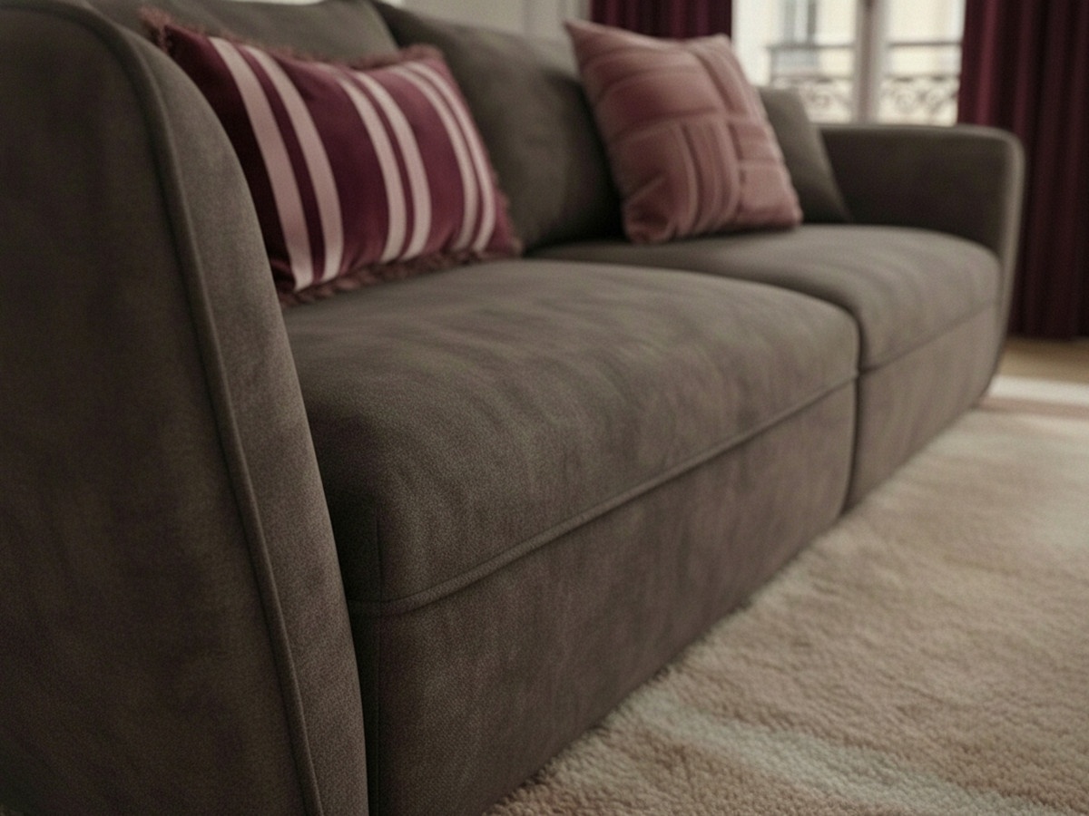 Bobochic Luigi Sofa 3-Sitzer mit Pouf Strukturstoff Taupe