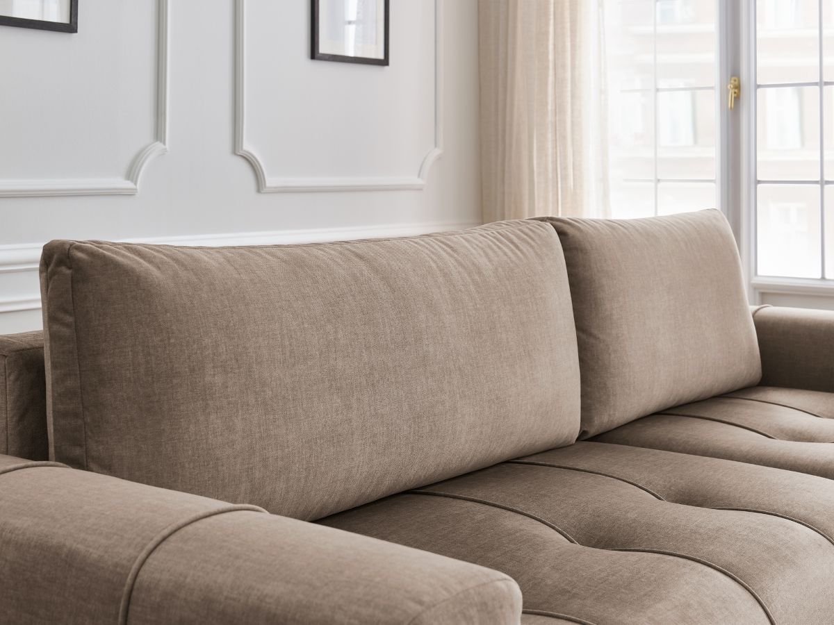 Bobochic Arsene Ecksofa mit Schlaffunktion und Bettkasten 288 × 148 cm Samt Taupe