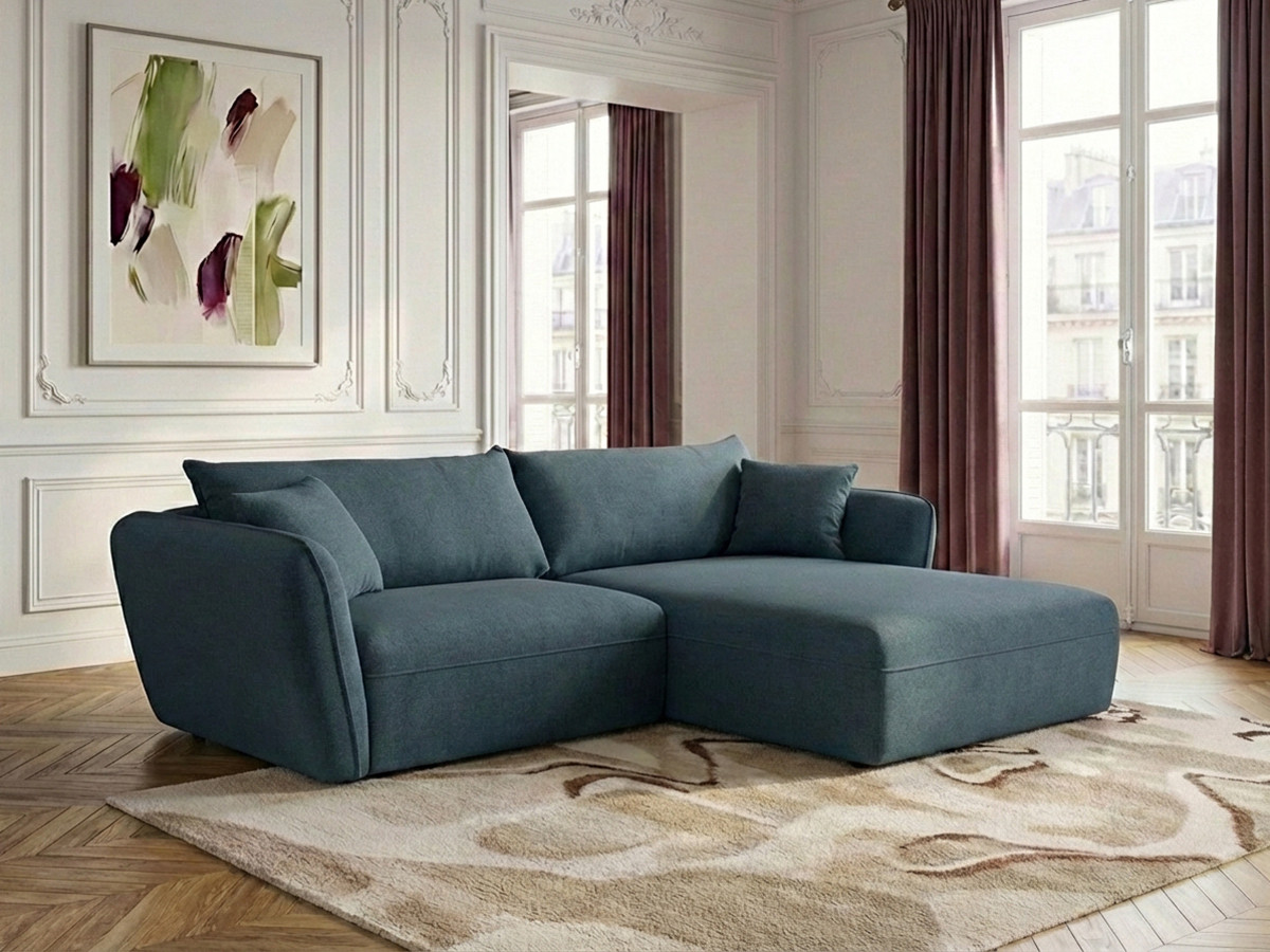 Bobochic Luigi Ecksofa Strukturstoff Blau Ecke rechts