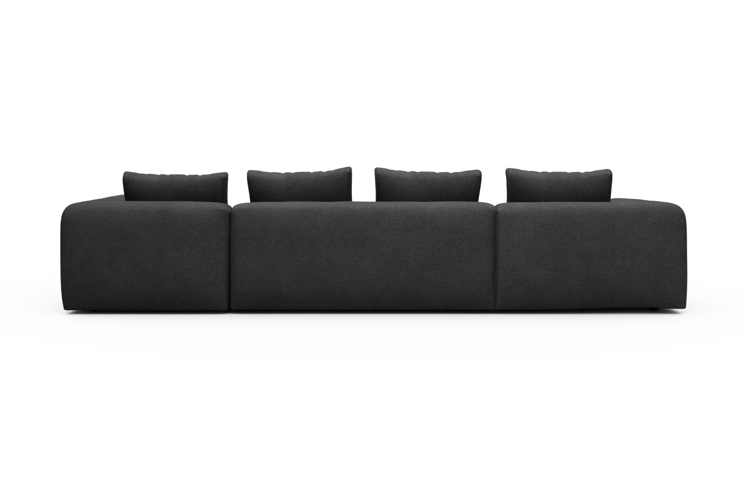 Wohnlandschaft Fred Chaiselongue links mit 2-Sitzer und lange Armlehne rechts Boucle-Charcoal