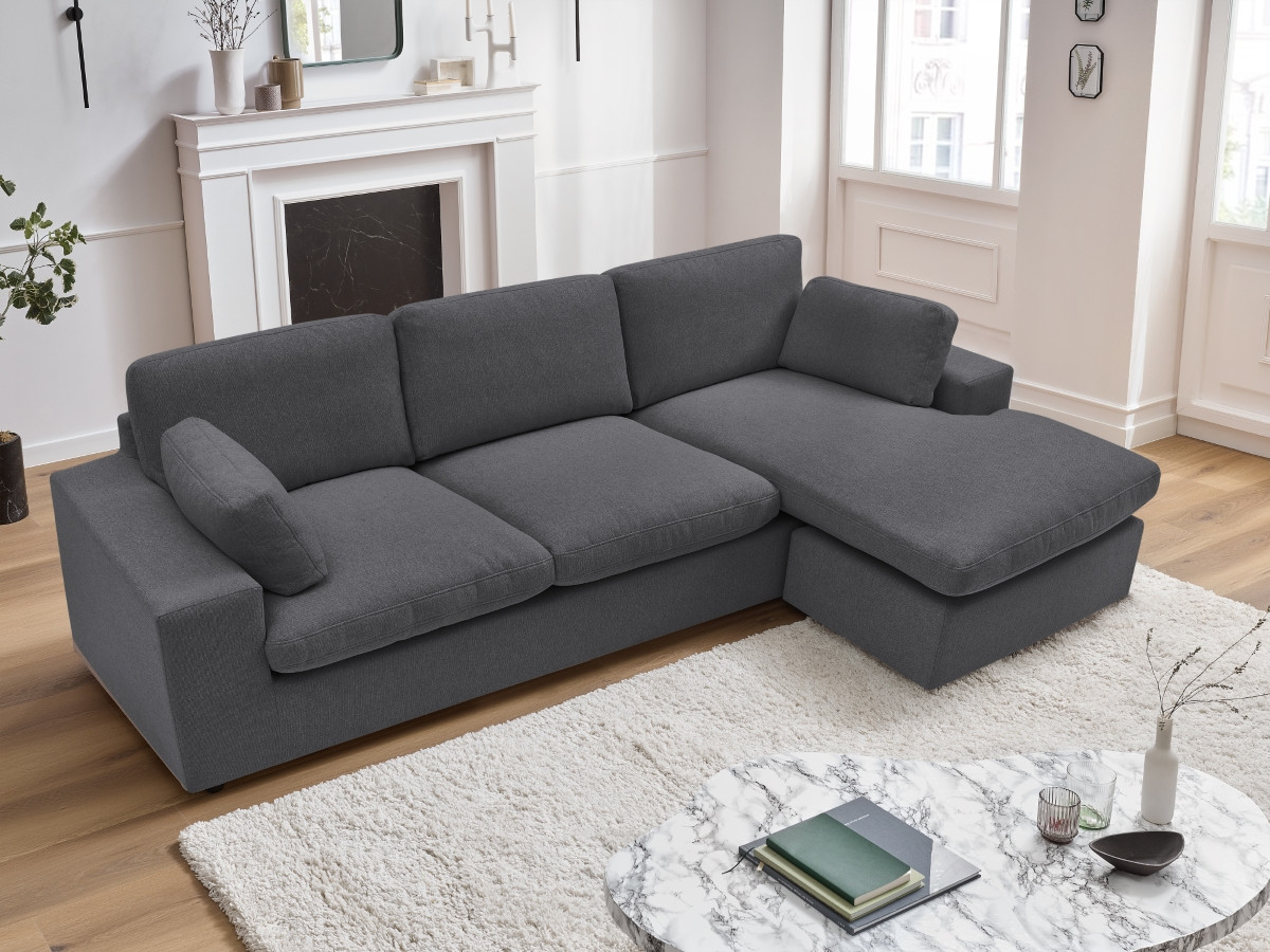 Bobochic Belair Ecksofa 220 × 139 cm Stoff Dunkelgrau