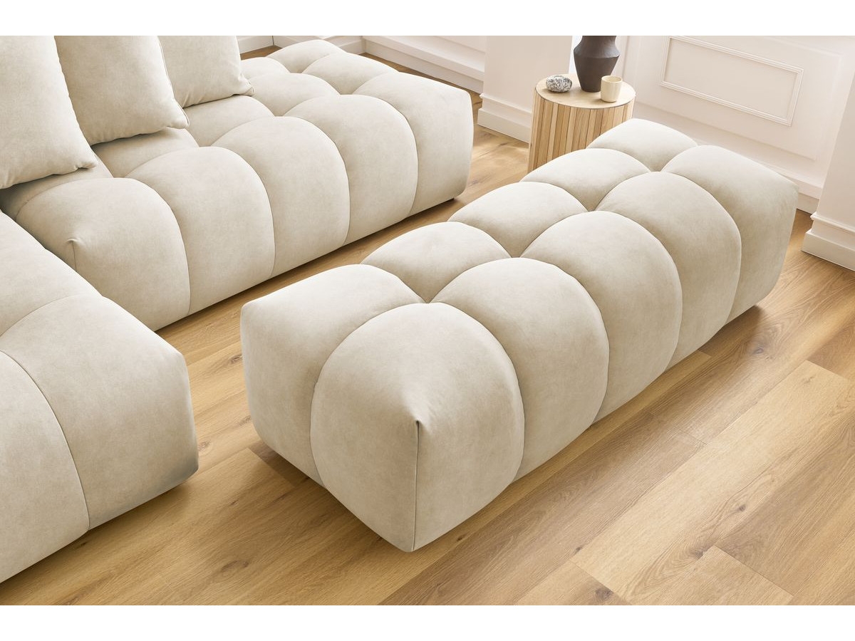 Bobochic Mont-blanc Ecksofa mit Pouf Samt Beige Ecke links
