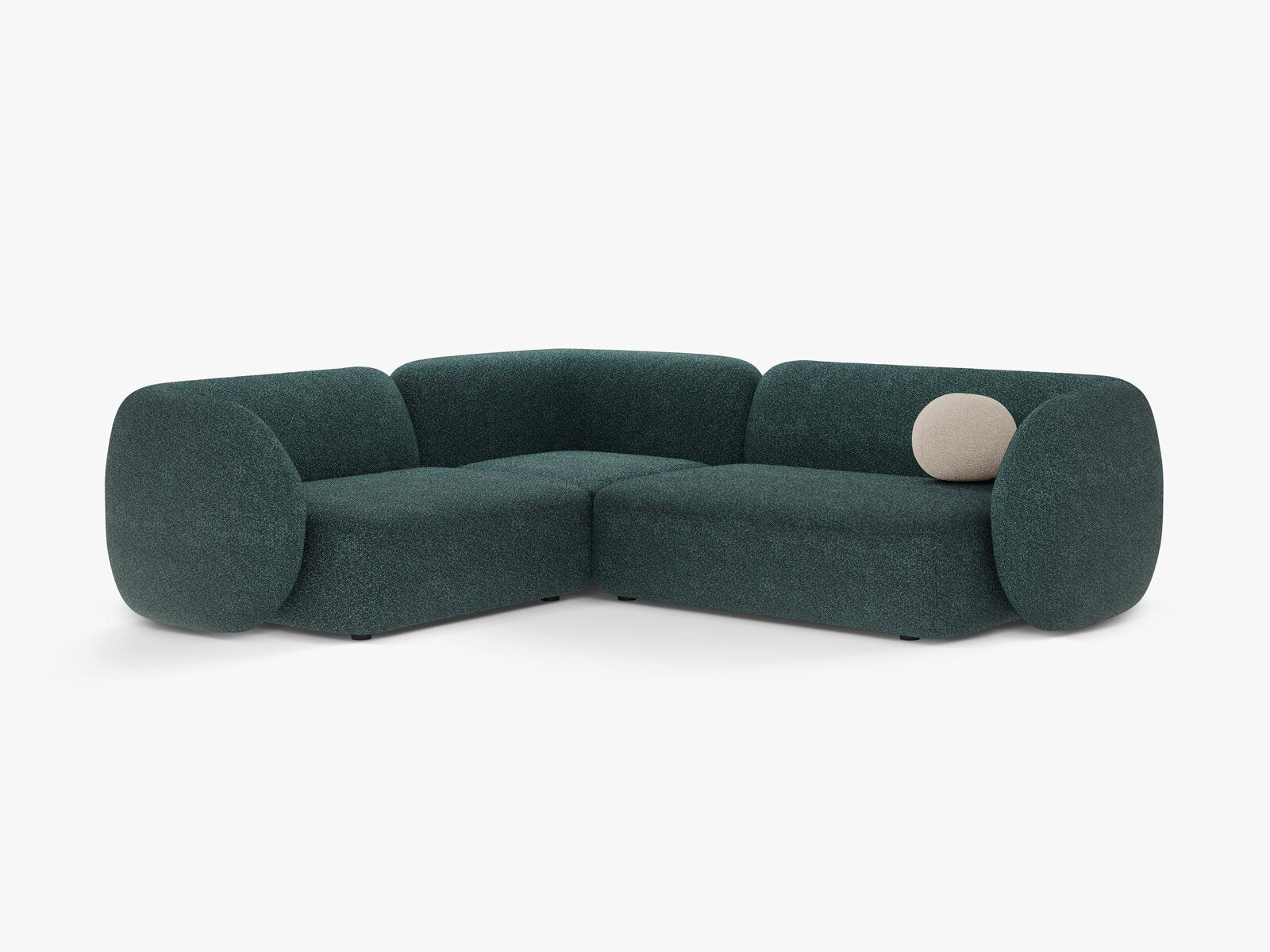 Micadoni Ecksofa Kate 4-Sitzer Links Strukturierter Stoff Puente Grün Blau Melange