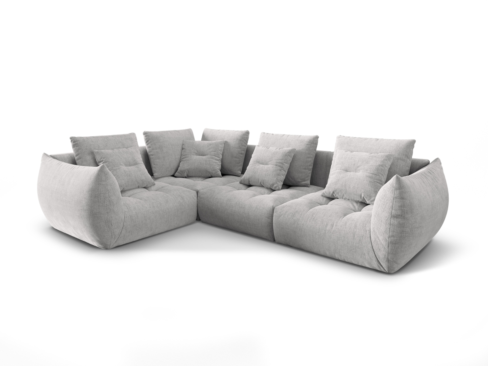 Micadoni Ecksofa Bloom 4-Sitzer Links Strukturierter Stoff Silber