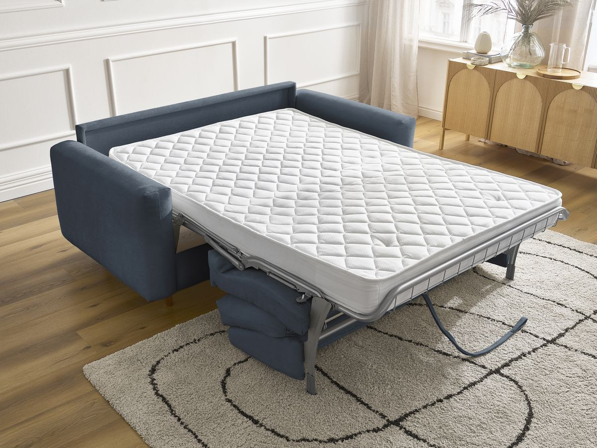 Bobochic Cocoone Schlafsofa 3-Sitzer Stoff Dunkelblau, Liegefläche 160 × 200 cm
