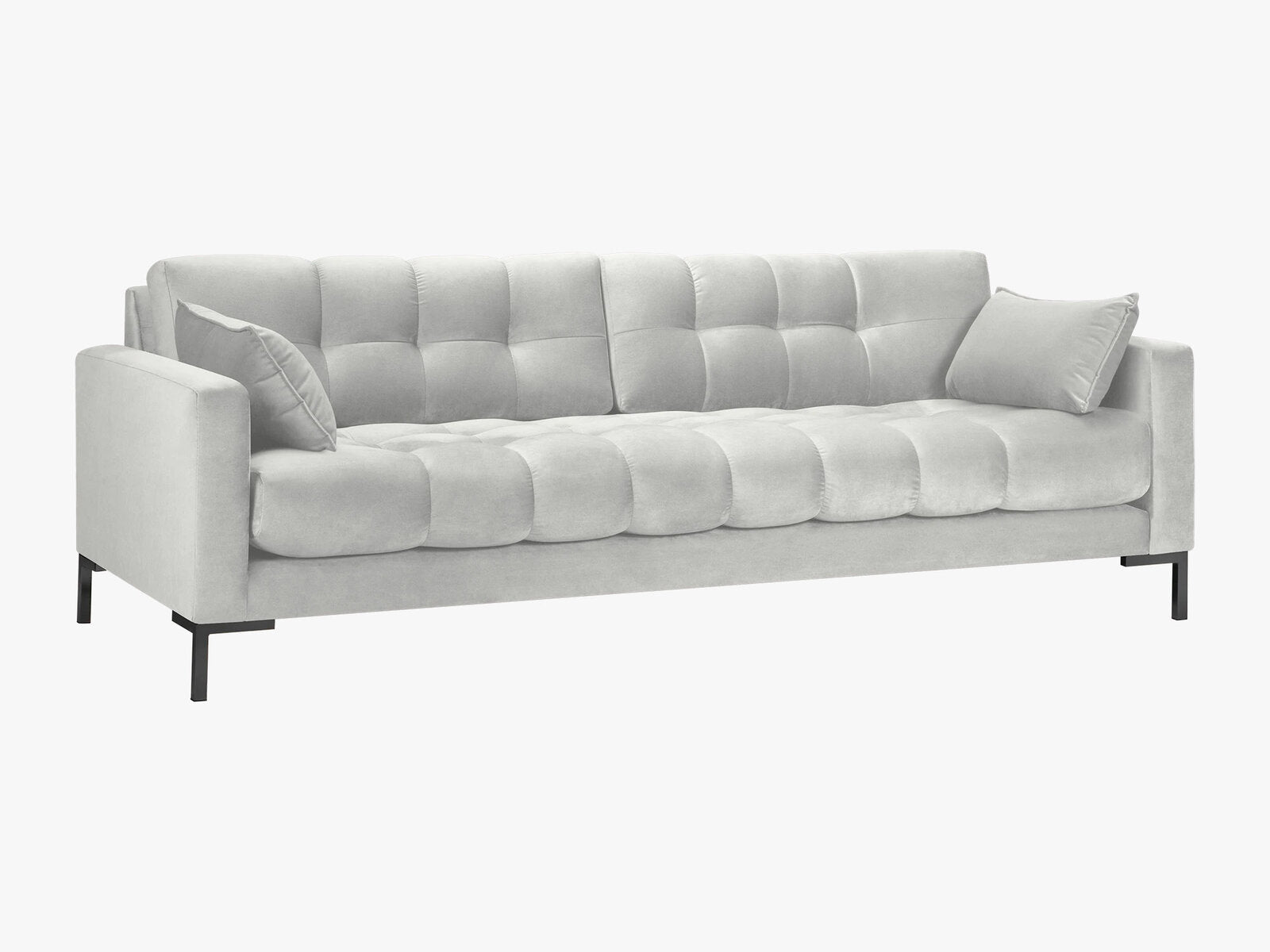 Micadoni Sofa Mamaia 4-Sitzer Samt Bluvel Silber schwarze Beine