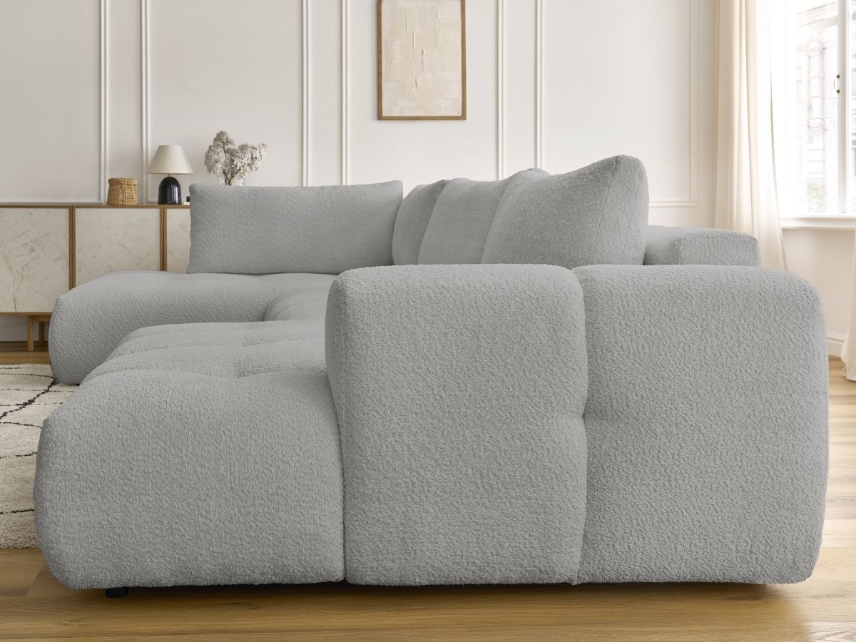 Bobochic Fuji Wohnlandschaft Bouclé-Stoff Hellgrau Ecke rechts