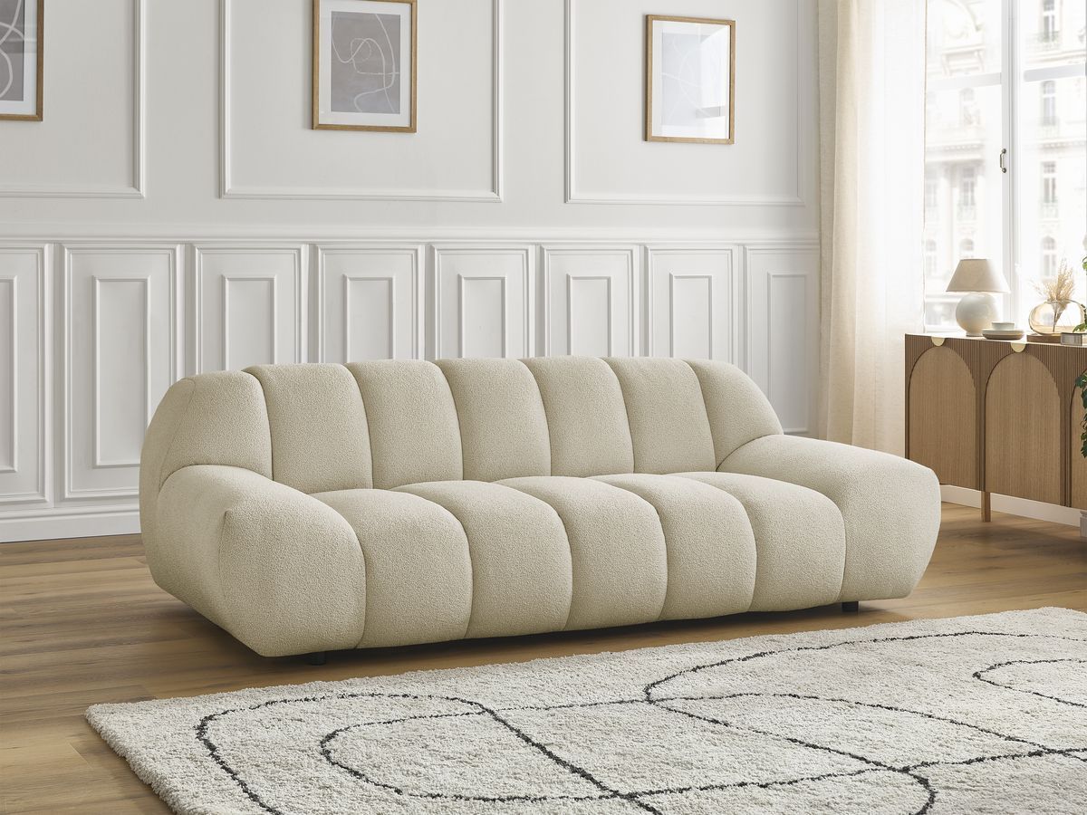 Bobochic Hayden Sofa 2-Sitzer Bouclé-Stoff Beige