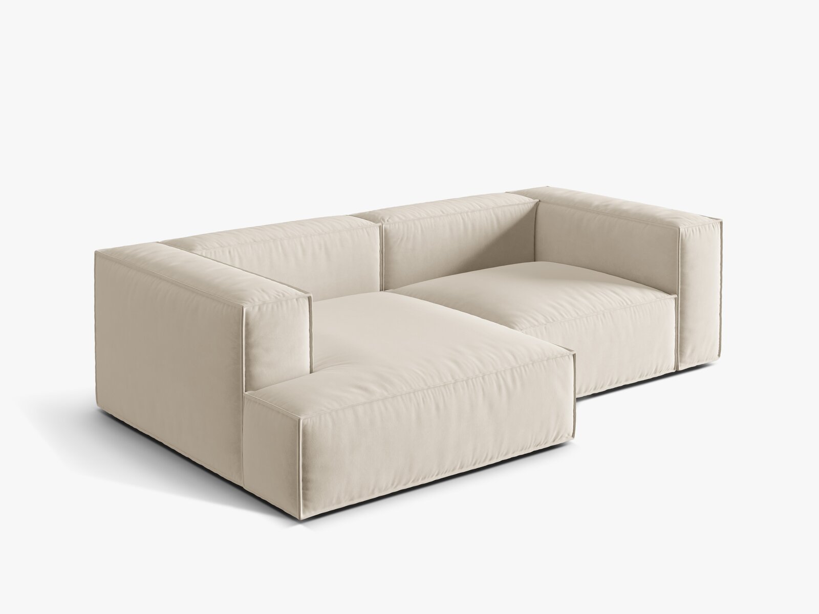 Micadoni Ecksofa Nuria 3-Sitzer Links Samt Beige