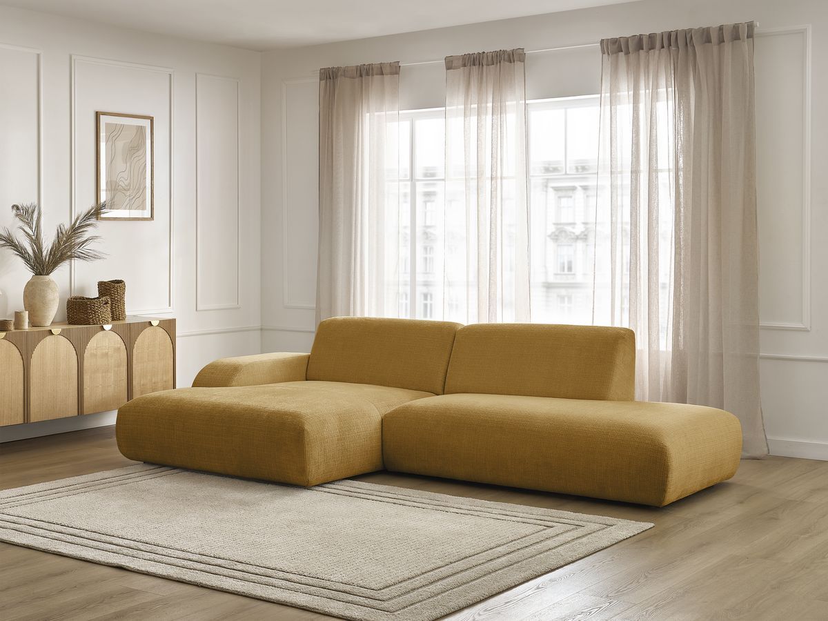 Bobochic Sirius Ecksofa 300 × 170 cm Strukturstoff Gelb Ecke links