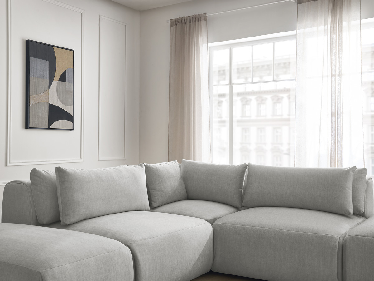 Bobochic Jana Ecksofa Samt Hellgrau