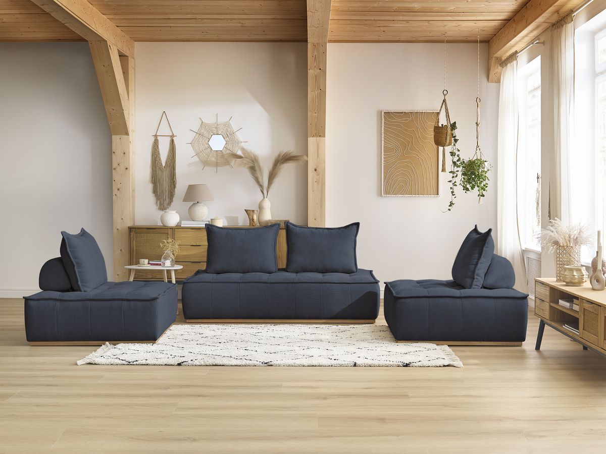 Bobochic Elisa Ecksofa Strukturstoff Dunkelblau