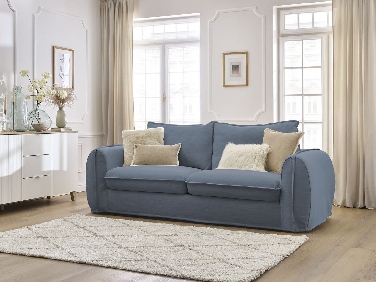 Bobochic Archimede Schlafsofa 3-Sitzer Stoff Dunkelblau, Liegefläche 140 × 194 cm