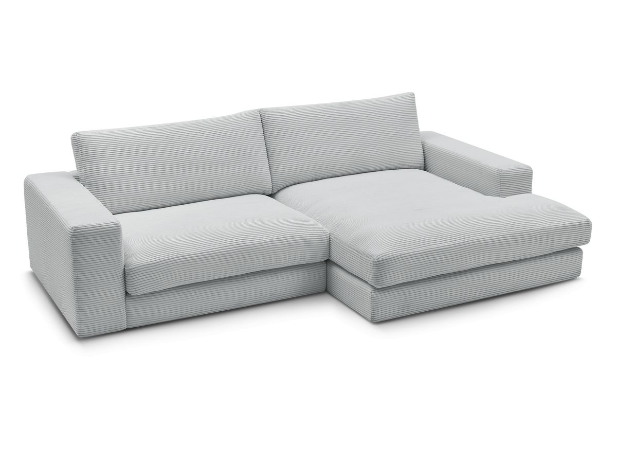 Bobochic Leonard Ecksofa 274 × 159 cm Cordsamt Hellgrau Ecke rechts