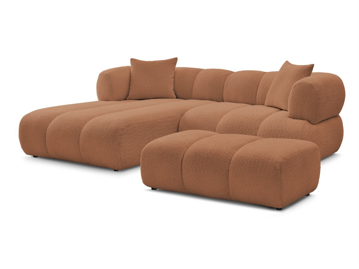 Bobochic Pamira Ecksofa mit Pouf Bouclé-Stoff Orange Ecke links