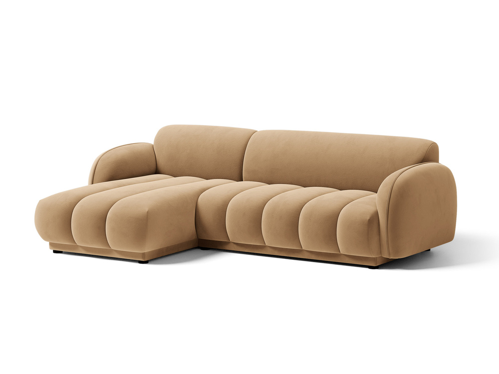 Cosmopolitan Design Ecksofa Bilbao 3-Sitzer Samt Casino Mandelbeige Links