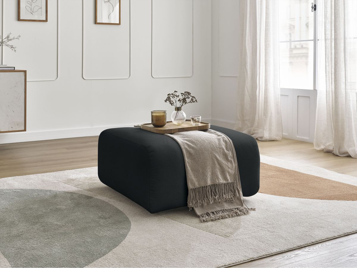 Bobochic Talia Pouf Melange-Stoff Schwarz