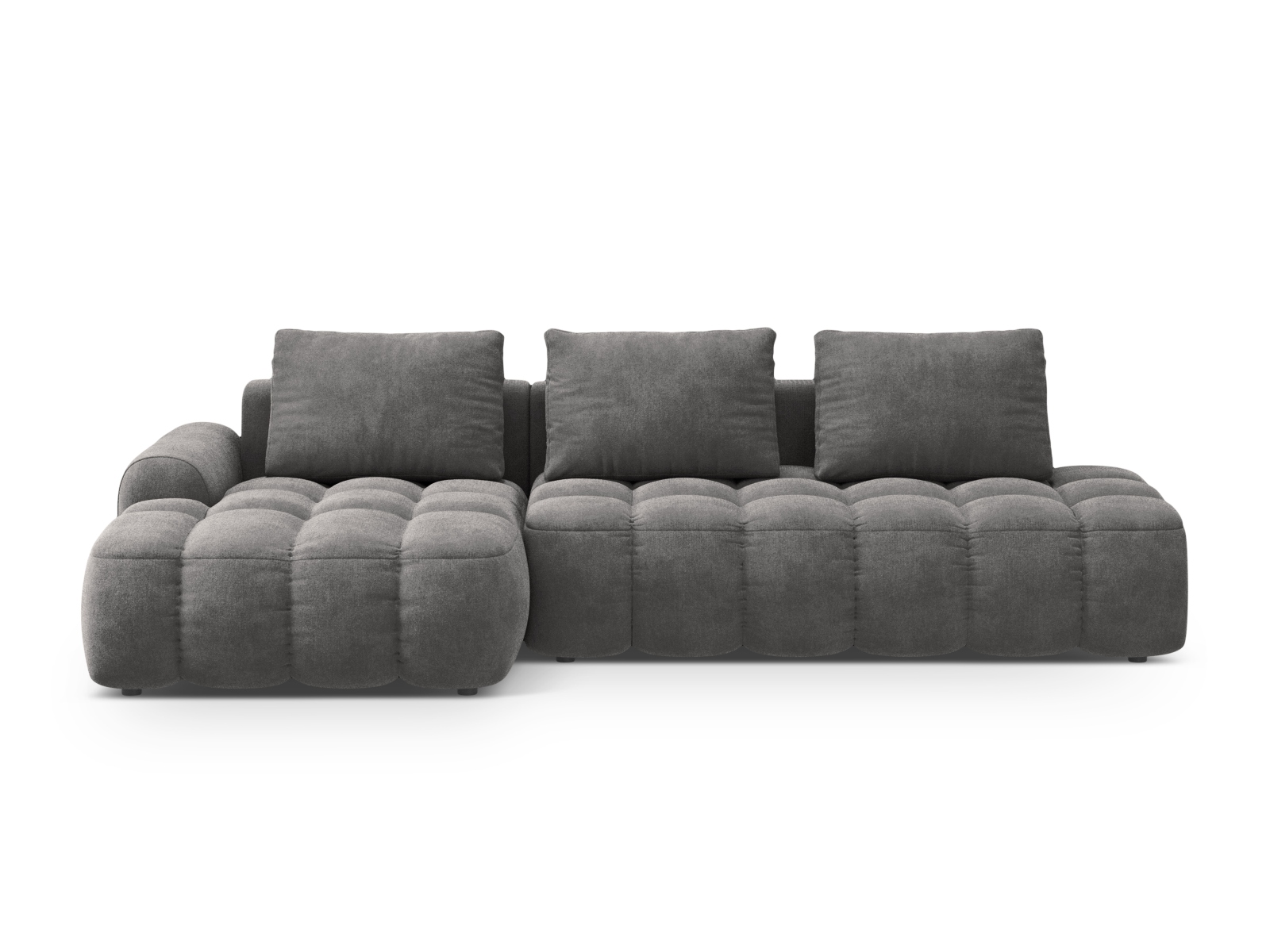 Cosmopolitan Design Ecksofa Linz 3-Sitzer offen mit Schlaffunktion Samt Vogue Grau Links