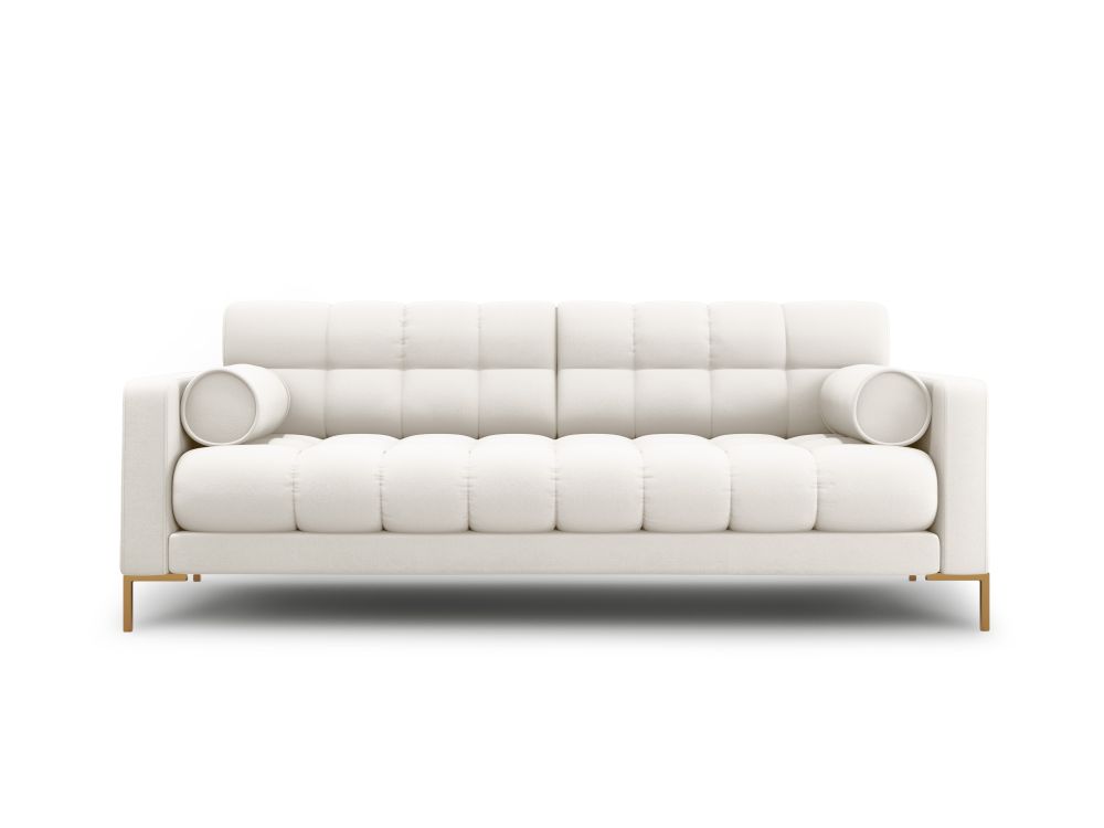 Cosmopolitan Design Sofa Bali 3-Sitzer Strukturierter Stoff Neve Helles Beige Beine Gold