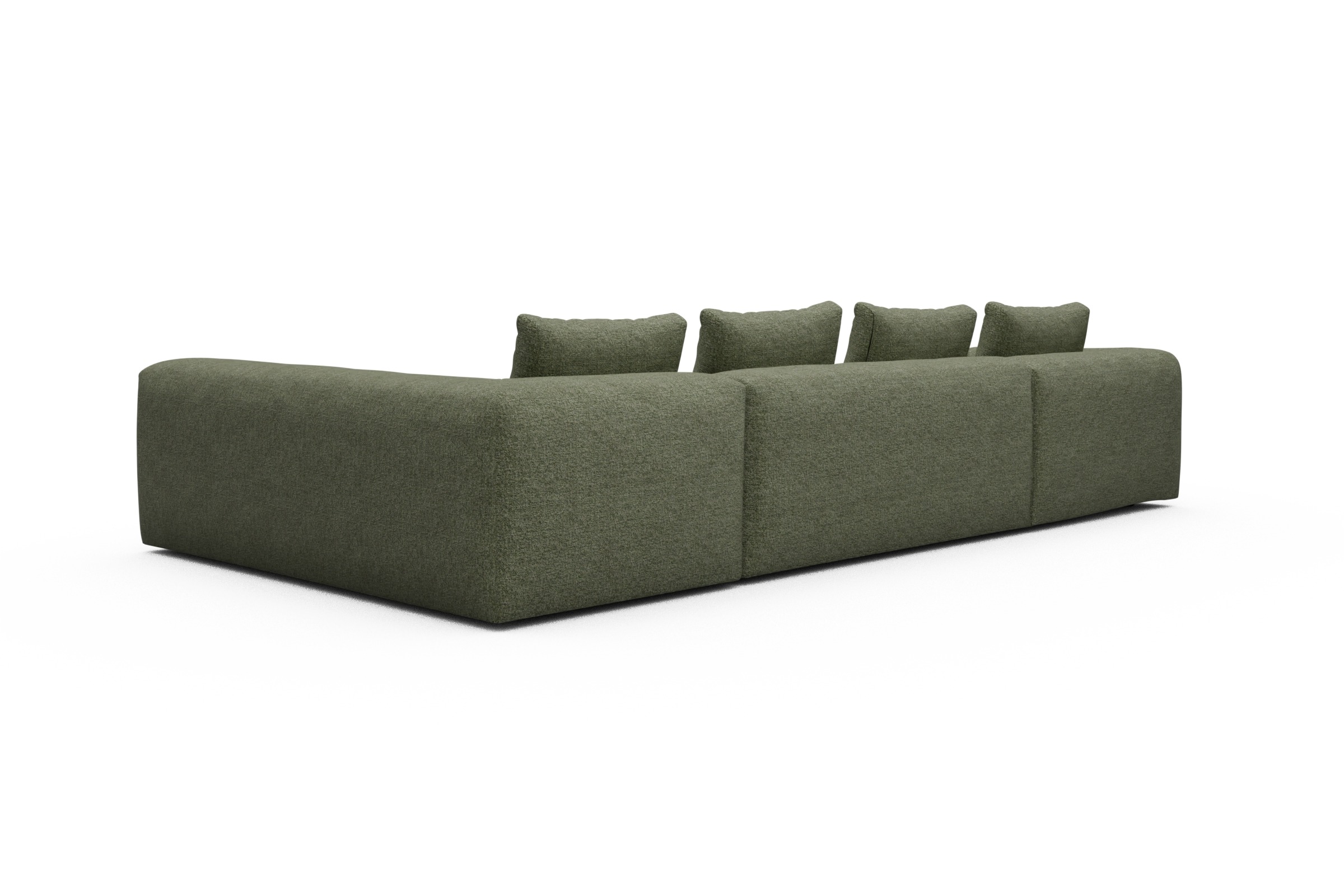 Wohnlandschaft Fred Chaiselongue links mit 2-Sitzer und lange Armlehne rechts Carreno-Vivid-Green