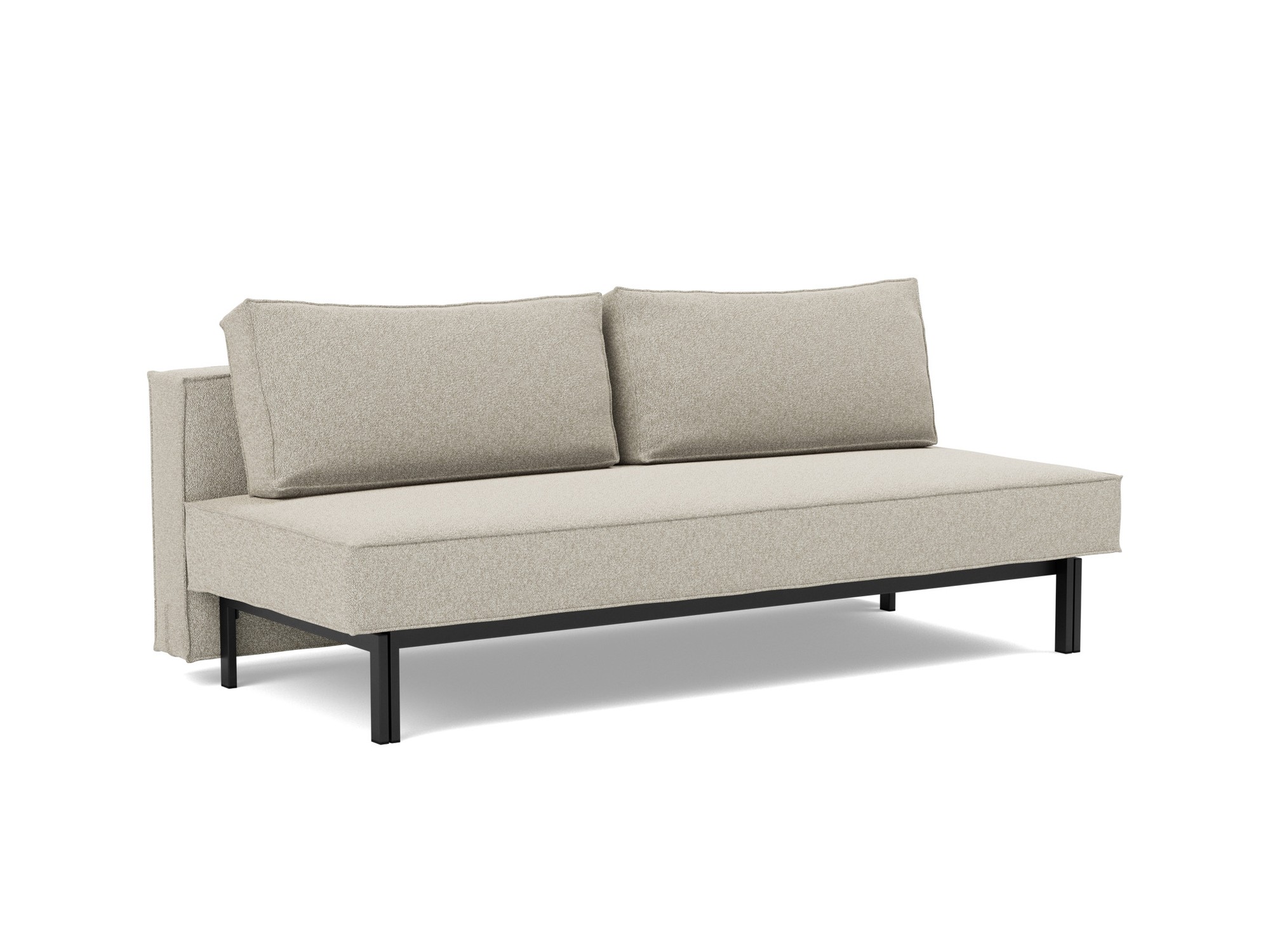 Schlafsofa Sly Boucle Skandi 539-Beige Beine Schwarzes Metall