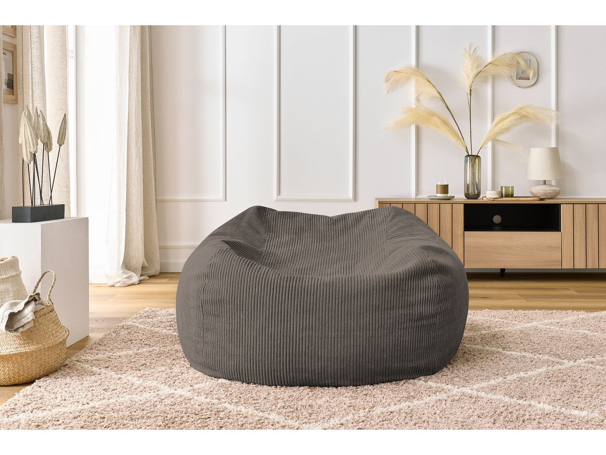 Bobochic Voltaire Pouf 120 × 70 cm Cordsamt Taupe