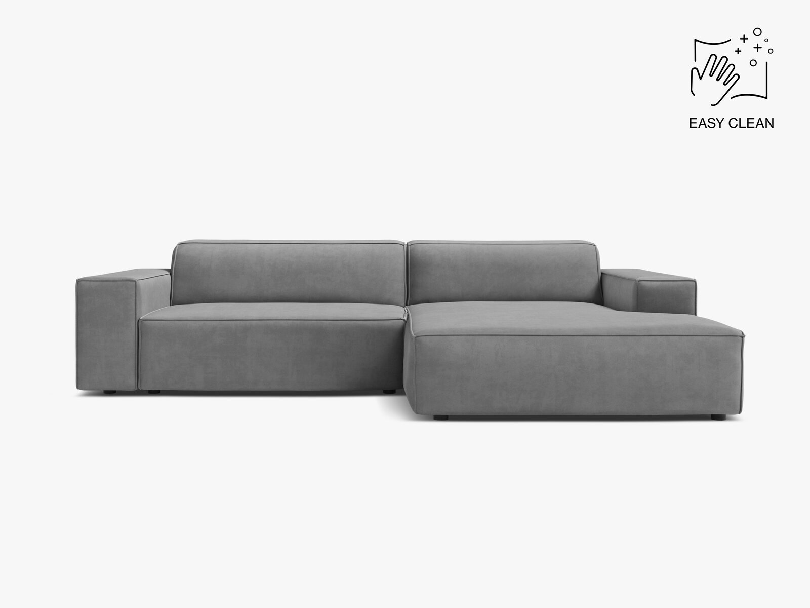 Micadoni Ecksofa Jodie 3-Sitzer Samt Venus Hellgrau Rechts