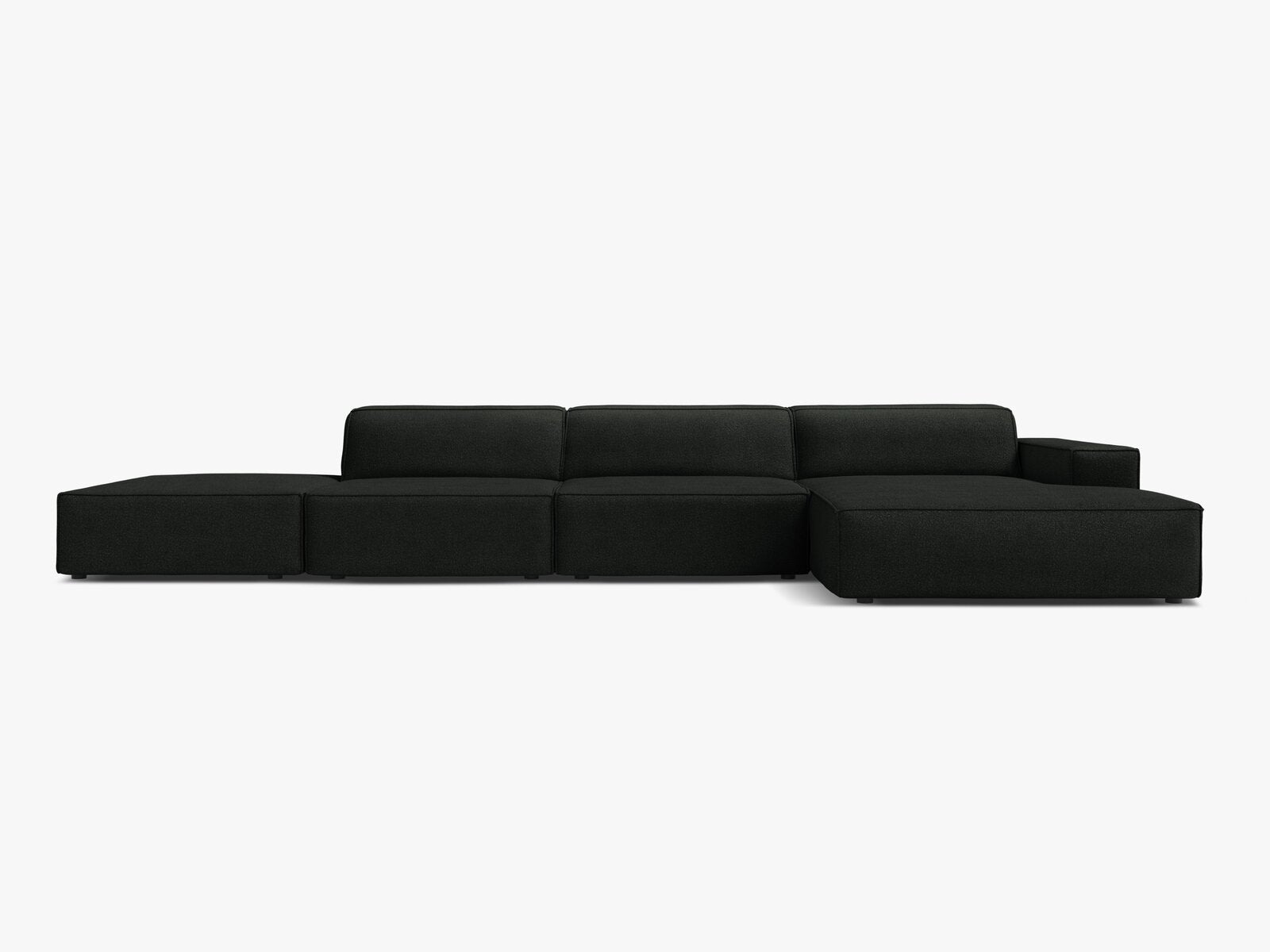 Micadoni Ecksofa Jodie 5-Sitzer Rechts Boucle Baloo Schwarz