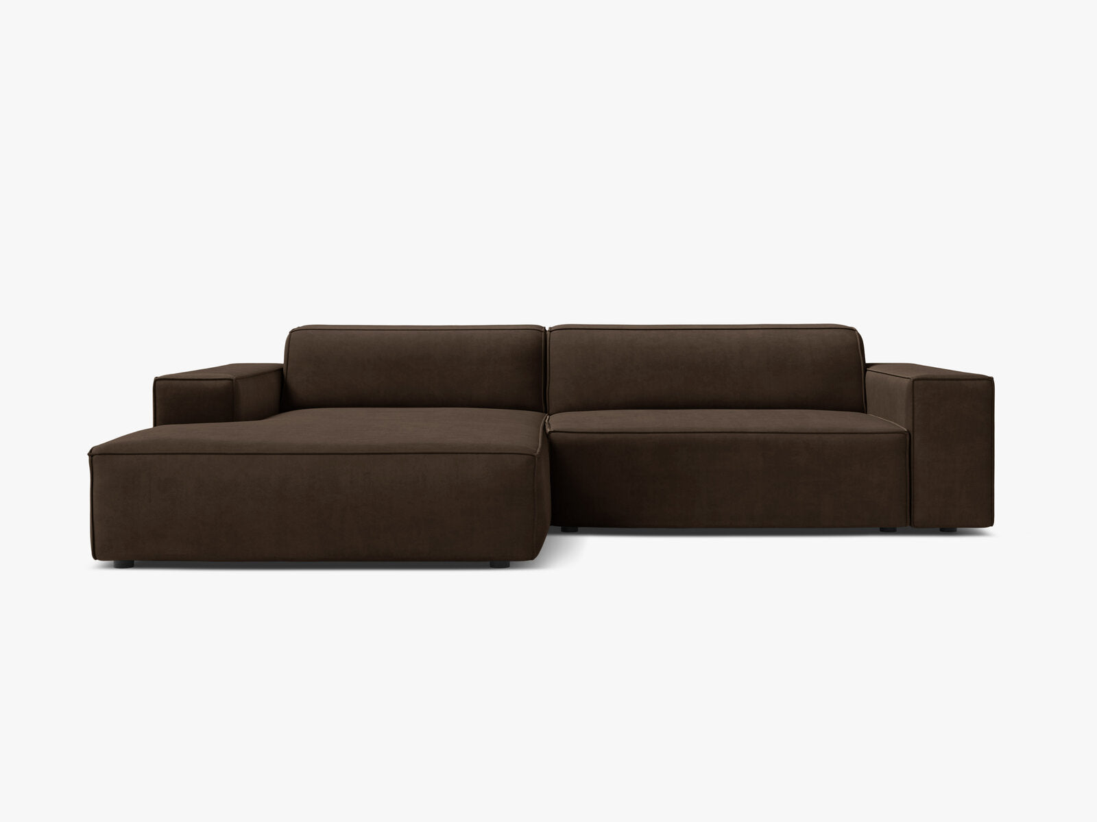 Micadoni Ecksofa Jodie 3-Sitzer Links Samt Bluvel Dunkelbraun