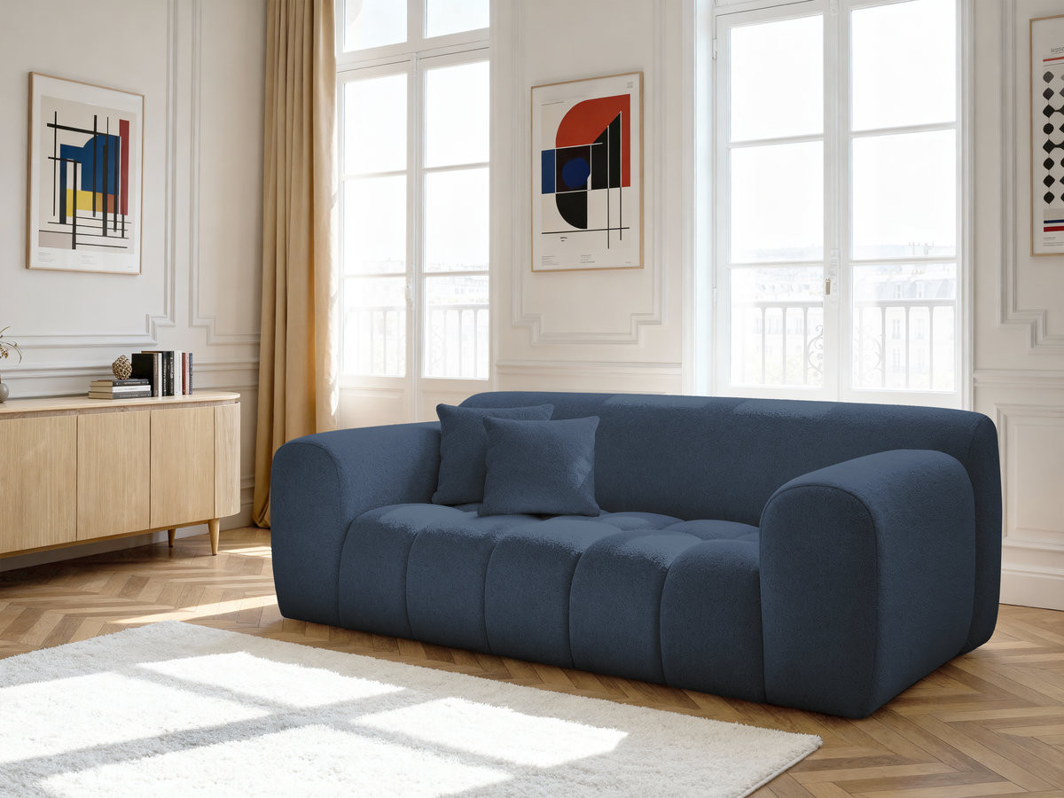 Bobochic Melisse Sofa 2-Sitzer Melange-Stoff Blau