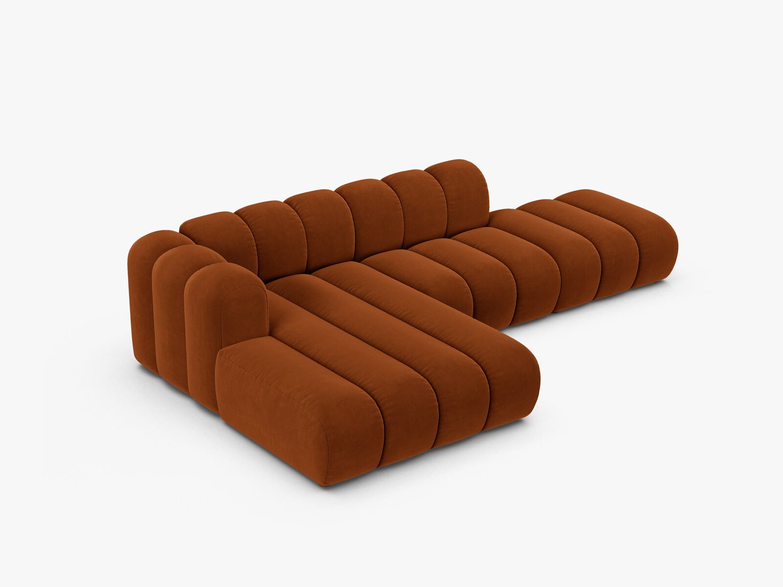 Micadoni Modulares Ecksofa offen Lupine 5-Sitzer Links Samt Salvador Terrakotta